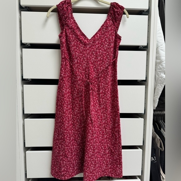 RUE 21 Vintage Y2K Pink Red Floral Cap Puff Sleeve Midi Dress Size Small - Picture 3 of 14